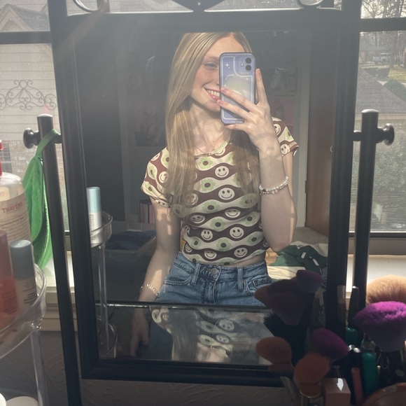 Pacsun Smiley Face Baby Tee - Picture 1 of 3